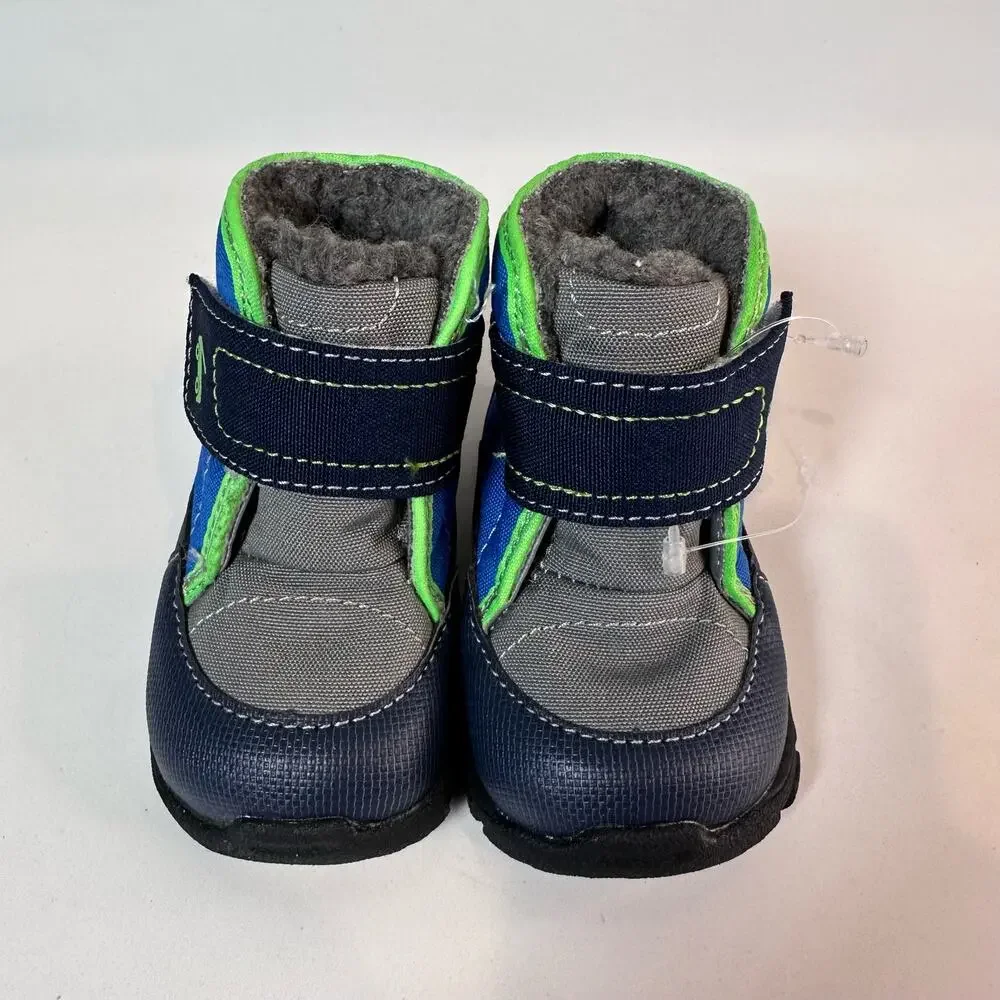 See Kai Run, Toddler Winter Boots, US Size 4 Black/Blue/Gray Insulated Fur Loop